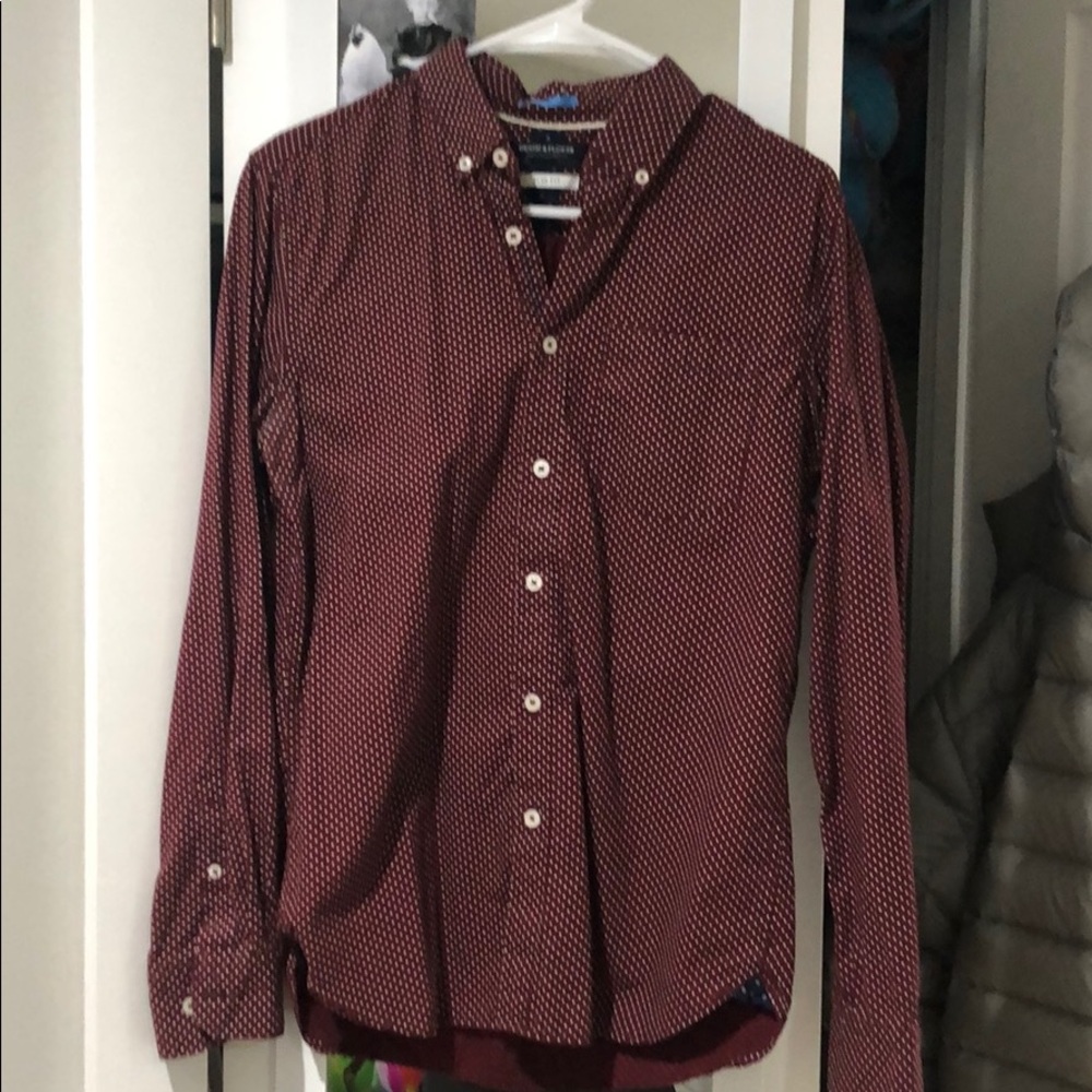 Maroon Dotted Button Down